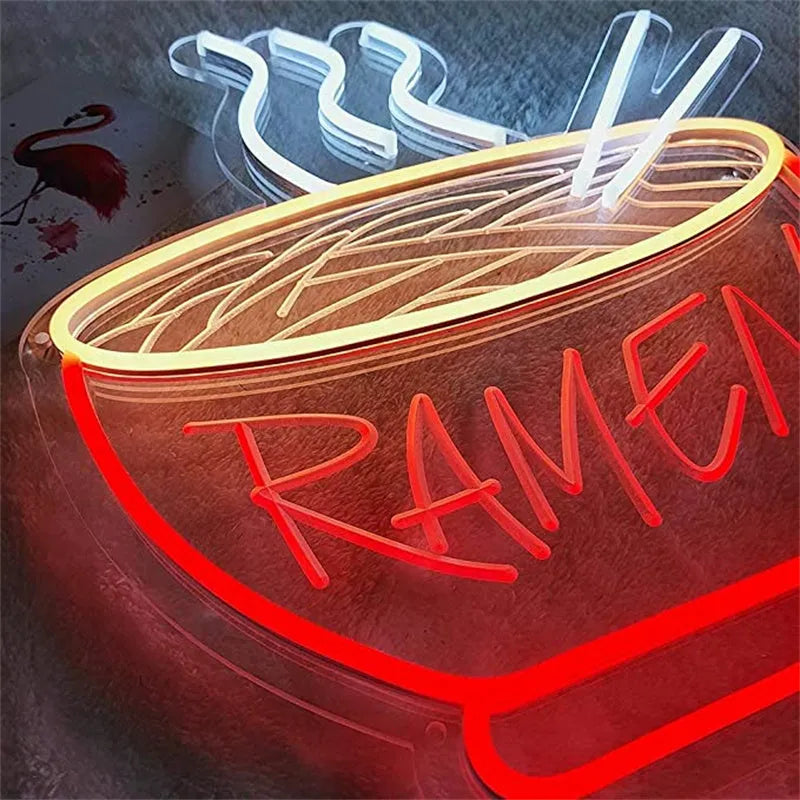 Creative noodle shaped red LED wall light with USB cable, acrylic shell, 40x38cm