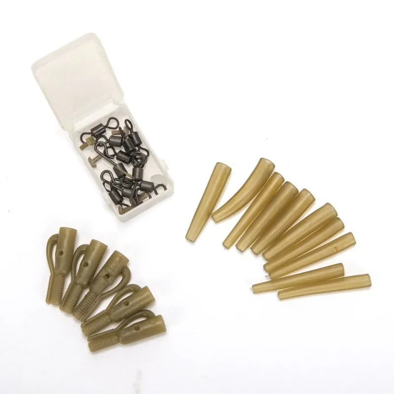 Tobly 30-piece European carp fishing accessory card with anti-winding tubes, hoses, and connectors.