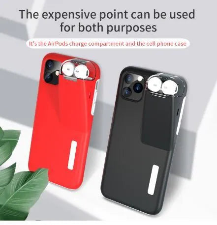 Black AirPods charging case cover with edge protection compatible with iPhone