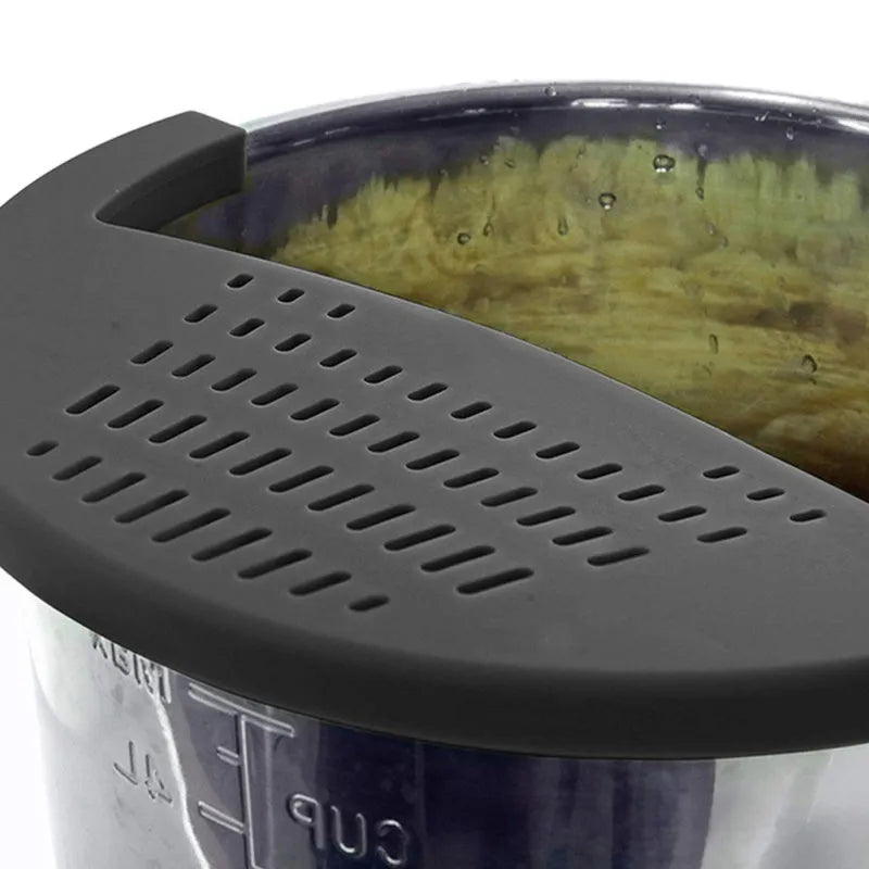 Silicone food oil drainer 245x145mm snap-on pot strainer for pressure cooker liner in black, green or red