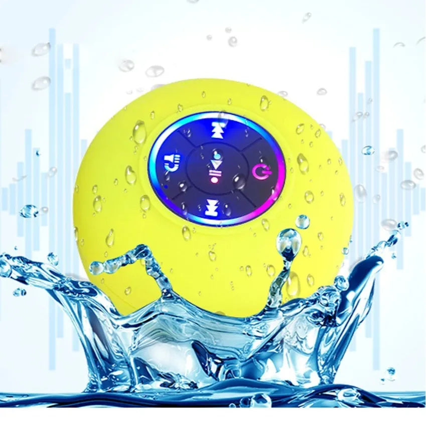 BTS07 large suction cup waterproof Bluetooth speaker with coloured lights, shown in black.