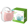 Bluetooth kids karaoke machine with microphone, phone holder, LED disco lights, blue and pink options