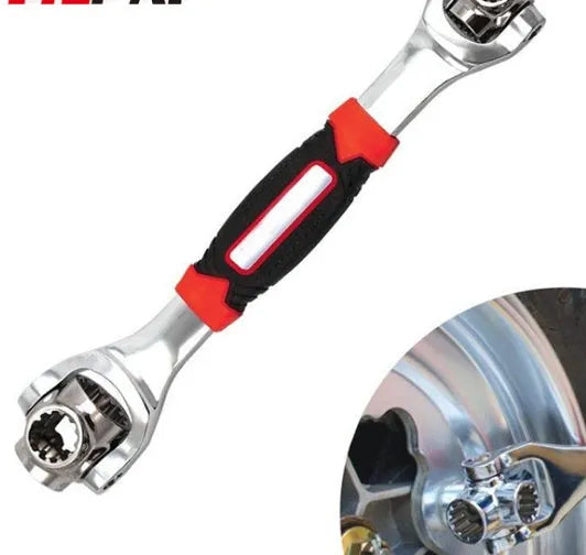Multifunctional tiger wrench, stainless steel, 25x5x4cm, 360 degree rotation, red or yellow, for multi size nuts