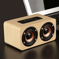 Wireless Bluetooth Speaker W5 with wood shell in redwood or yellow wood grain, USB and card playback, 6 hour battery