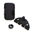 Black universal car phone holder installed in a CD port with adjustable arms for mobile phone or GPS navigation