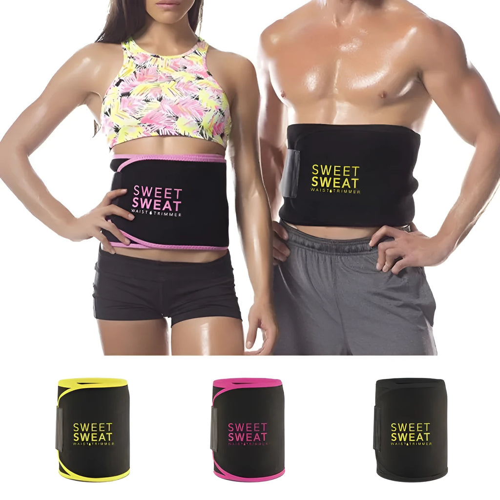 Yellow abdomen belt with adjustable fastening on black background, polyester material, 20cm width