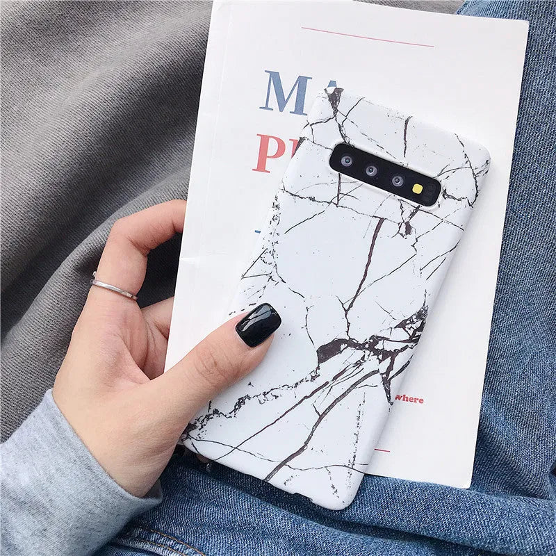 Marble finish phone case for Samsung Galaxy smartphones in polycarbonate back cover design