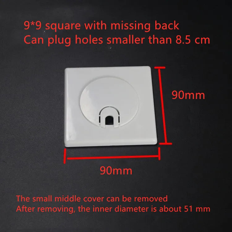 A white ABS plastic decorative ring sticker with 3M adhesive backing for covering wall holes.
