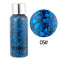 Glitter body gel jar 30g with chunky sequins and laser colour shift on a white background
