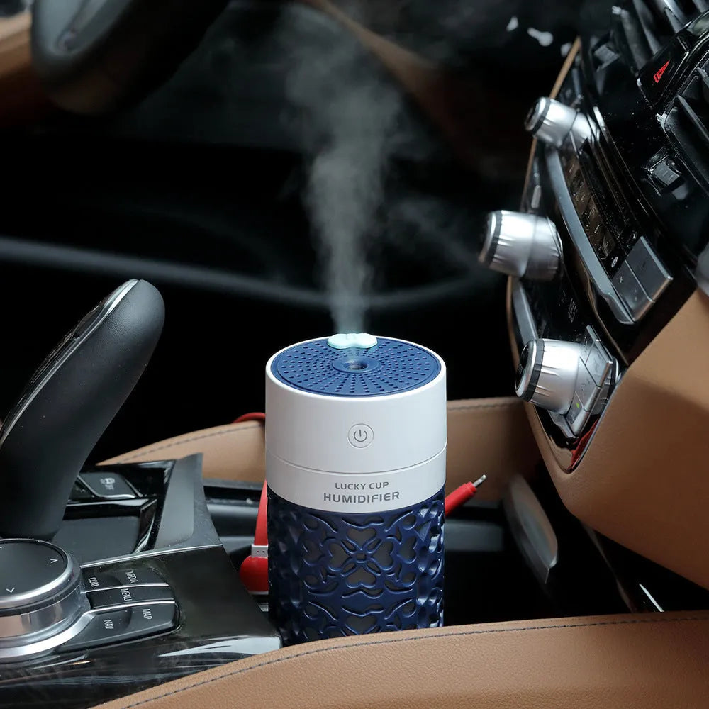 Lucky USB humidifier with 250ML water bottle, 35ML/H spray and DC5V 2W input, shown in Black