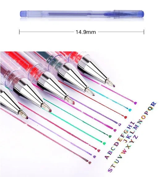 Pack of colour gel pens with a 2.2mm ballpoint, shown in 25 or 50 piece quantities.