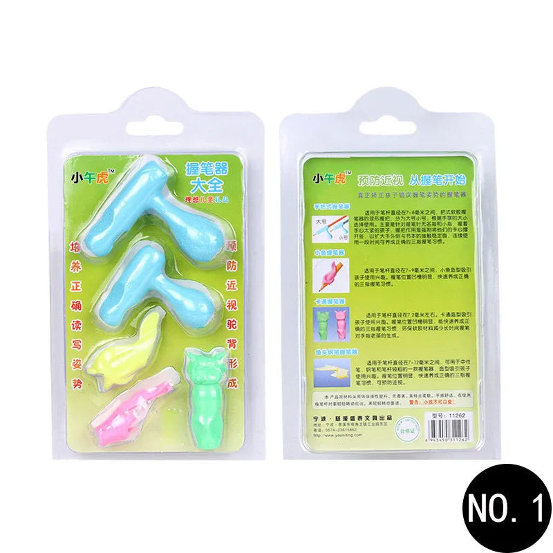Cartoon design children's pen case for correcting writing posture made from soft rubber