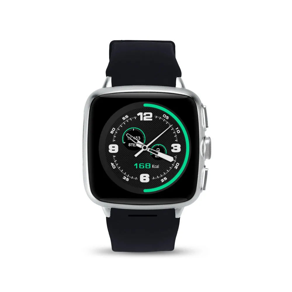 Black Z01 smart watch with a 1.54 inch touchscreen displayed on a wrist.
