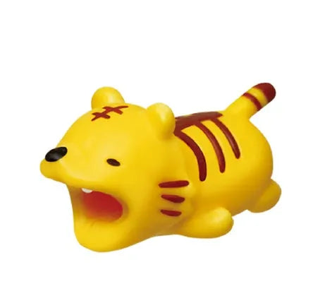 iPhone Lightning cable protector in an animal design, shown on the end of a charging cable.