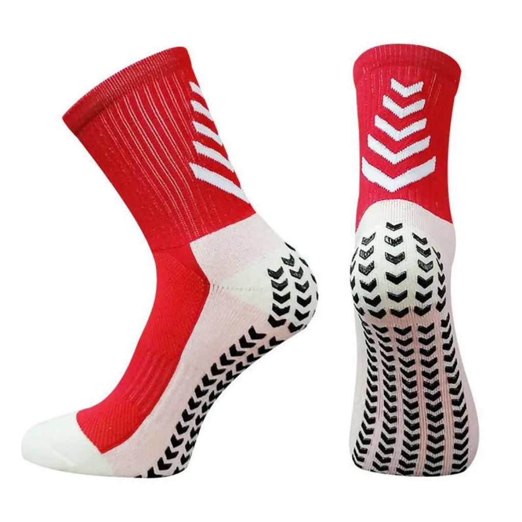 Men's non-slip mid-calf athletic socks in multiple colours with silicone grip detail.