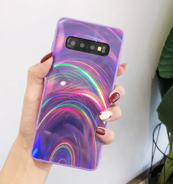 Marble design shockproof silicone phone case cover for Samsung Galaxy phones on a table.