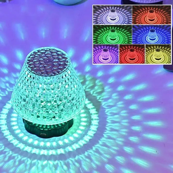 Crystal decor table lamp with touch base and USB charging cable