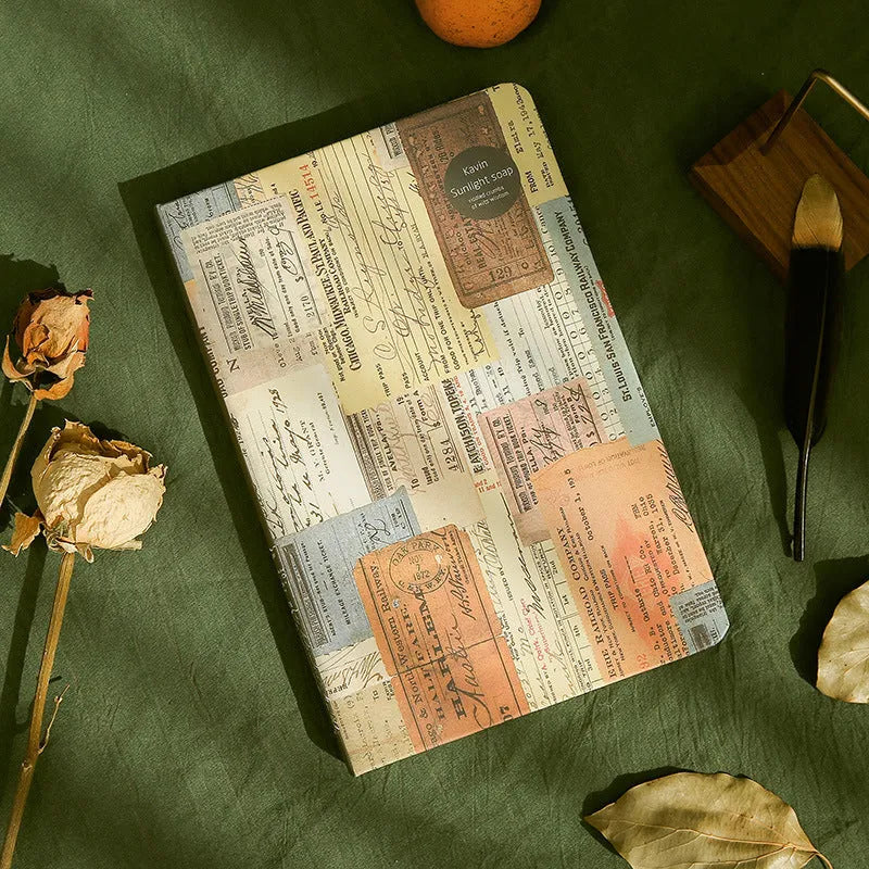A5 kraft paper notebook with coloured pages in European retro style available in blue coffee red colours