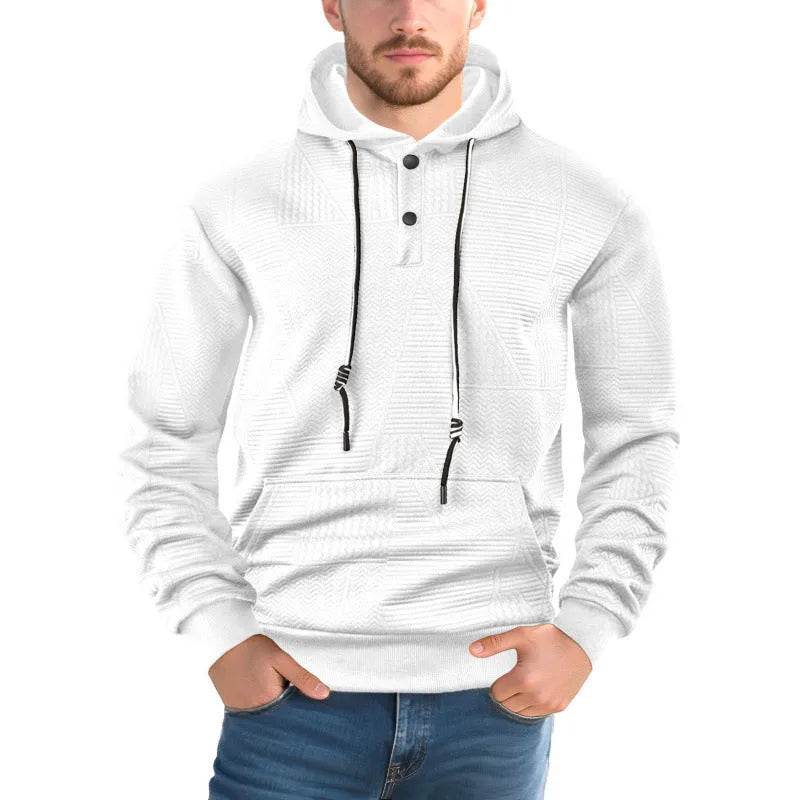 Men's hooded pullover sweater long sleeve loose fit polyester in six colours sizes S to XXXL