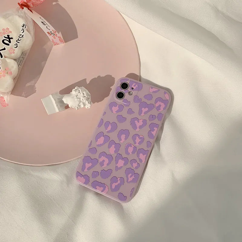 Purple Leopard frosted silicone phone case for Apple iPhone, painted back cover