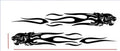 Pair of black leopard pattern reflective car stickers on a motorcycle side panel