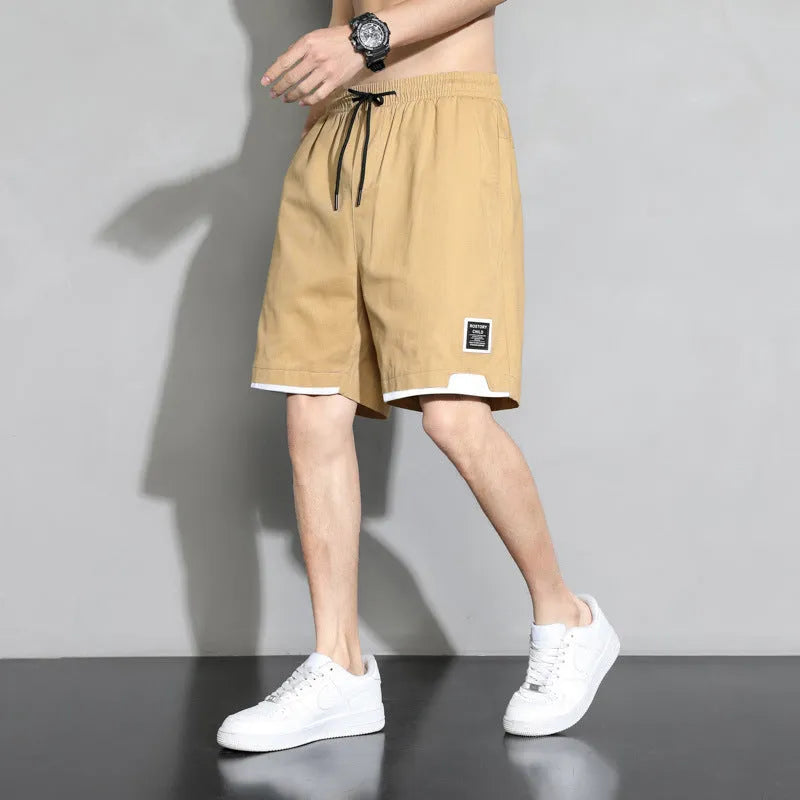 Cotton mid-waist shorts for boys in black, available in plus sizes from M to 8XL.