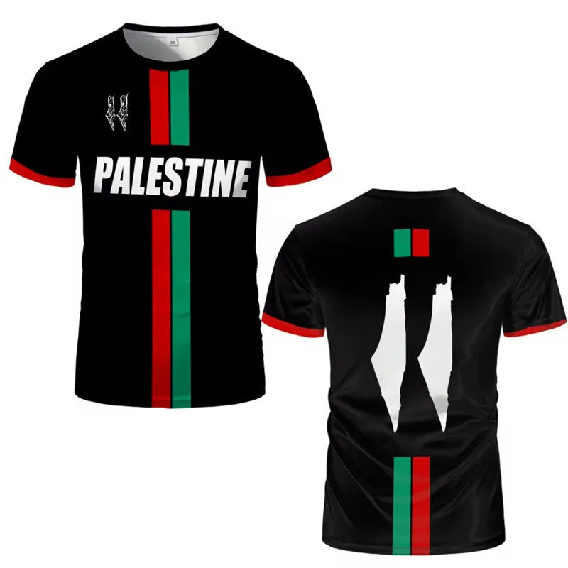 Black 3D printed football graphic on a white stretch spandex T-shirt with short sleeves.