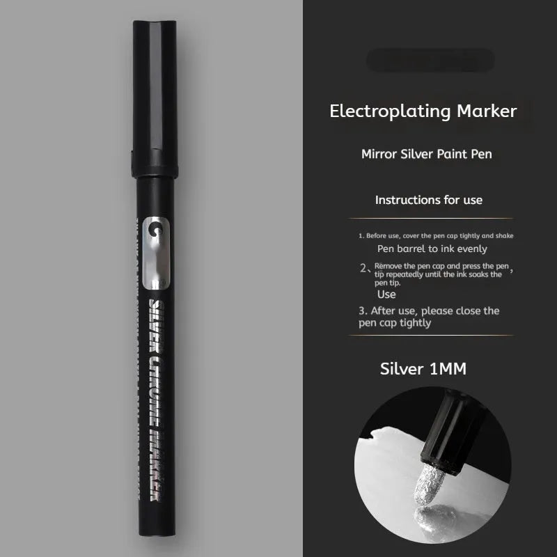 Black waterproof mirror marker pen with choice of 1mm or 2mm tip for glass and whiteboards.