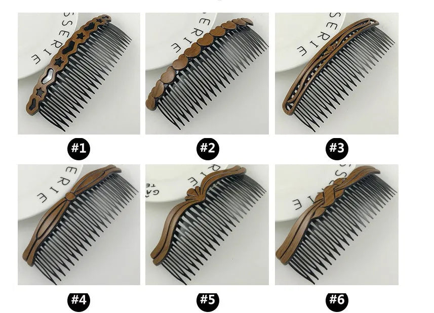 Fashion retro plastic resin hair comb in Korean style for women, available in multiple colours