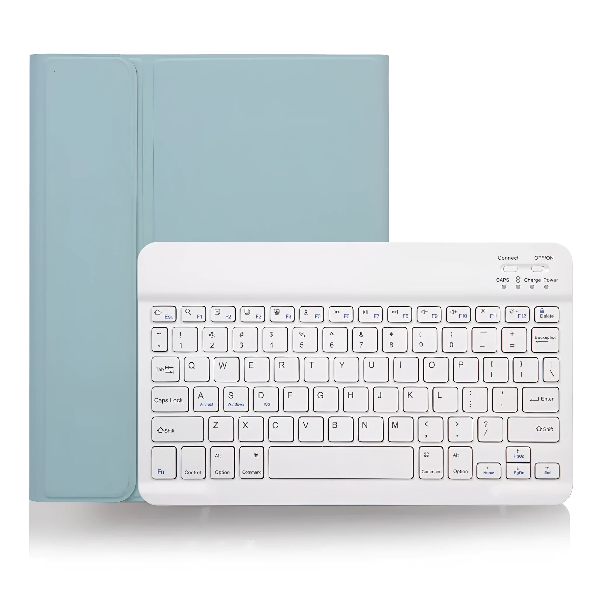 Wireless Bluetooth keyboard with split leather case in four colour options: green black, light green white, pink black, purple black