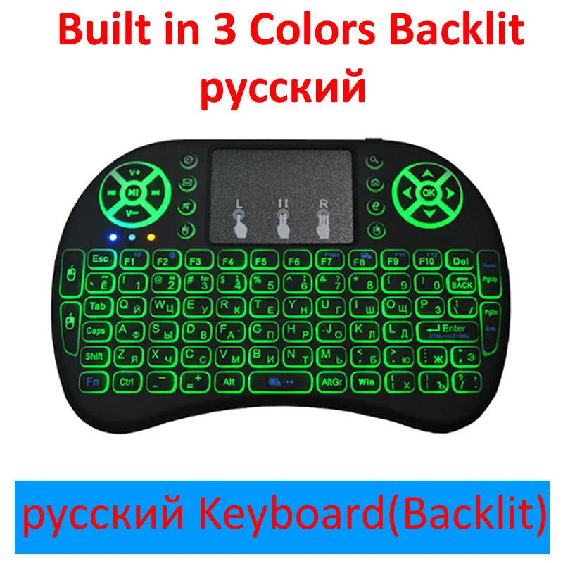 2.4G wireless mini air keyboard with touchpad, QWERTY layout, in black