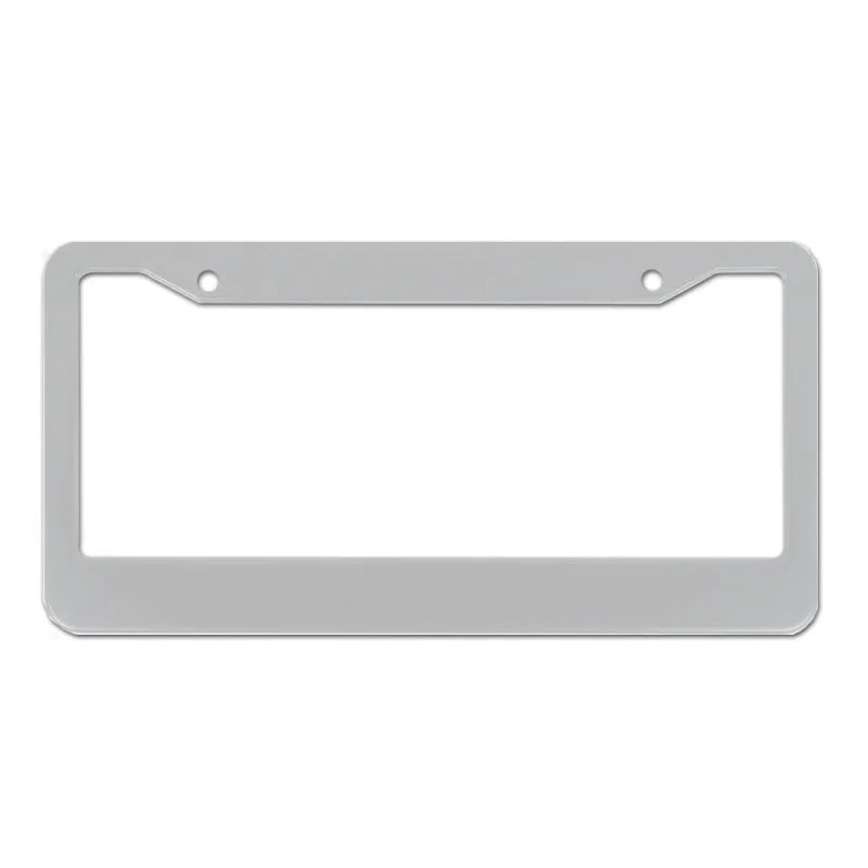 Minimalist black aluminium licence plate frame for American Standard cars, showing round hole design.