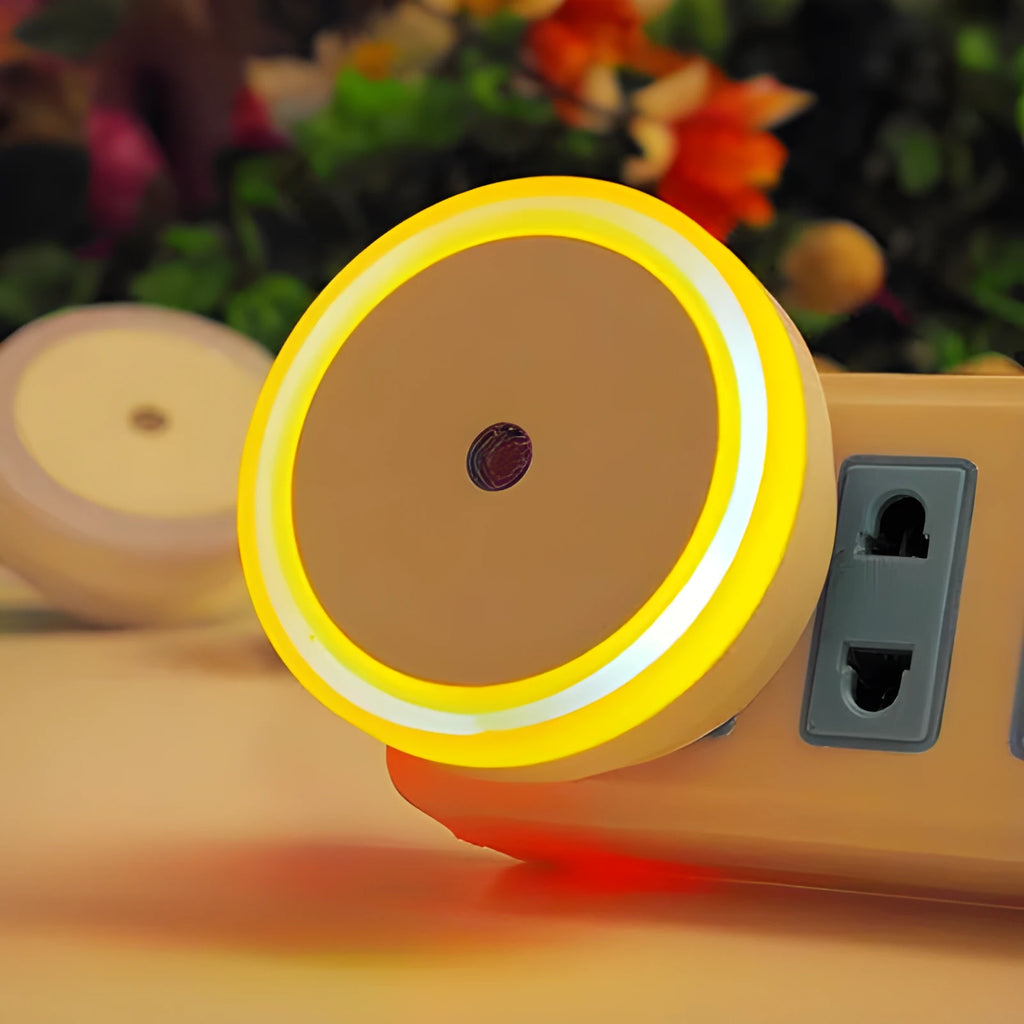 LED induction lamp with circular halo lighting in choice of four colours