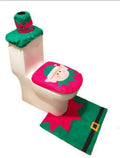 Christmas bathroom decoration set with Santa Claus shower curtain, toilet cover, and non-slip flannel floor mat