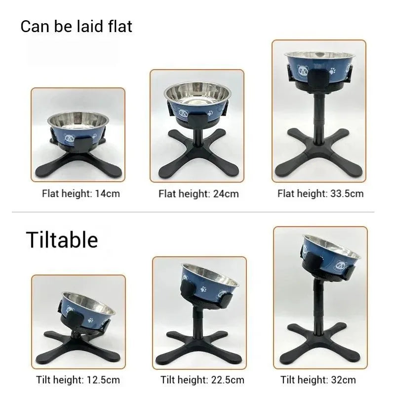 Adjustable elevated dog bowl stand with anti-slip pet bowl holder for medium and large pets