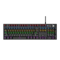 Real wired mechanical keyboard with 104 keys, RGB backlight, metal frame, and USB cable for desktop use