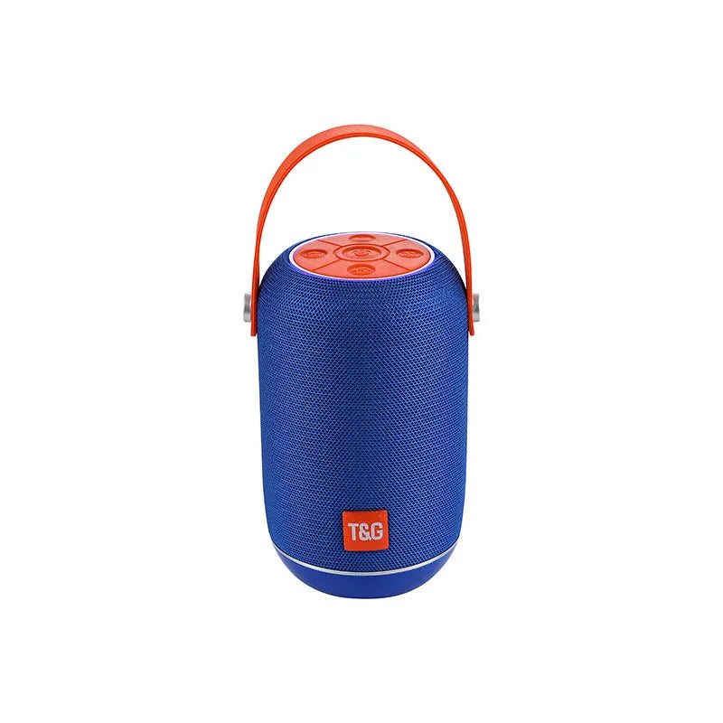 TG107 fabric Bluetooth portable speaker in blue colour with front relief spinning wheel design