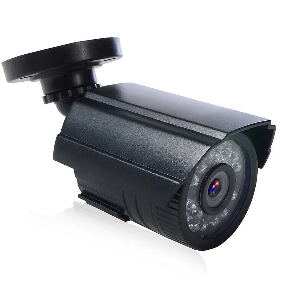 Black AHD HD waterproof security camera with fixed lens for outdoor CCTV monitoring.