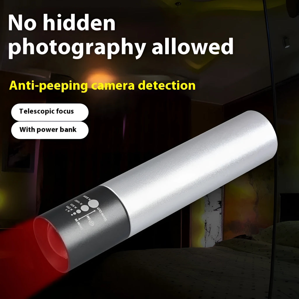 Black and silver aluminium red light therapy mosquito repellent lamp with charging cable