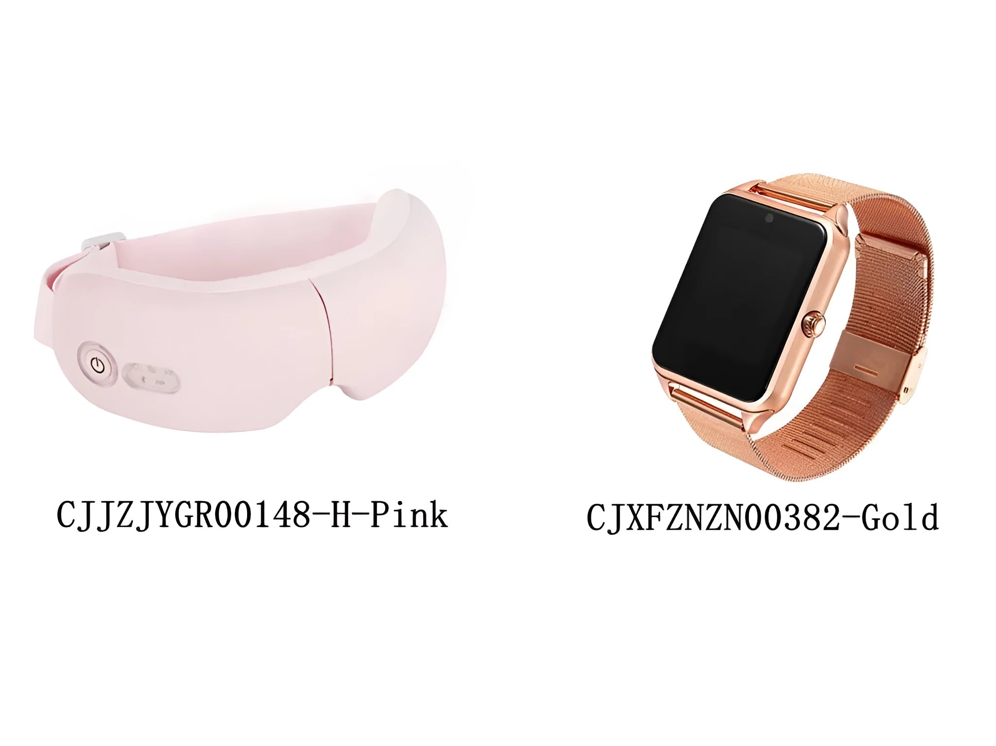 White smart watch and eye massager set with Bluetooth connection and adjustable heat functions