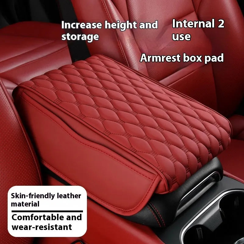 Leather car armrest storage box, 32 x 22 x 5cm, six-sided pattern, large and small sizes, multiple colours