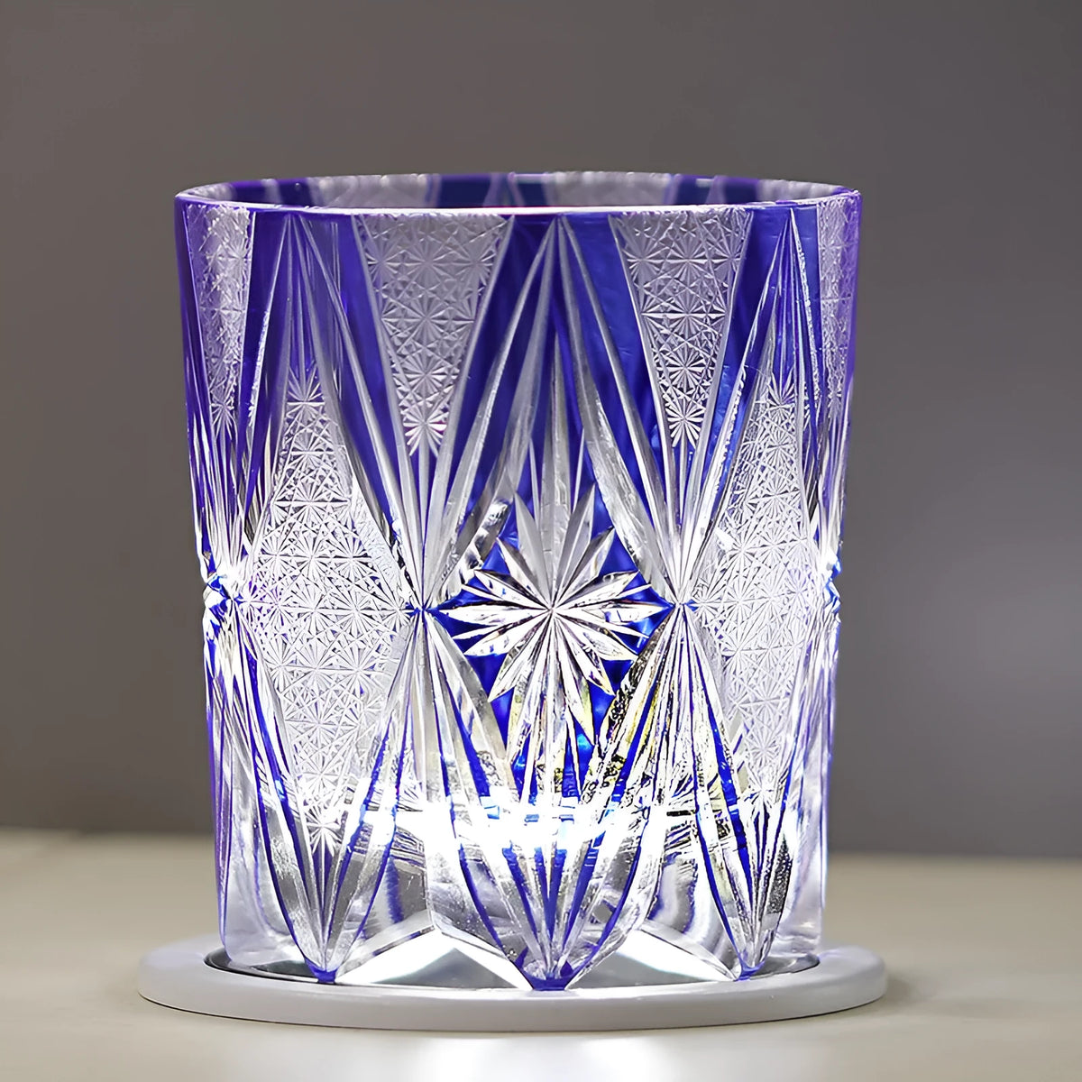 Hand carved blue crystal glass wine glass with 260ml capacity and Japanese-style retro design