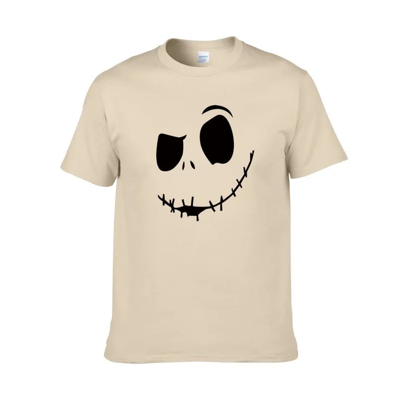 Cotton print T-shirt in black with short sleeves, front view, Asian sizing S to XXL