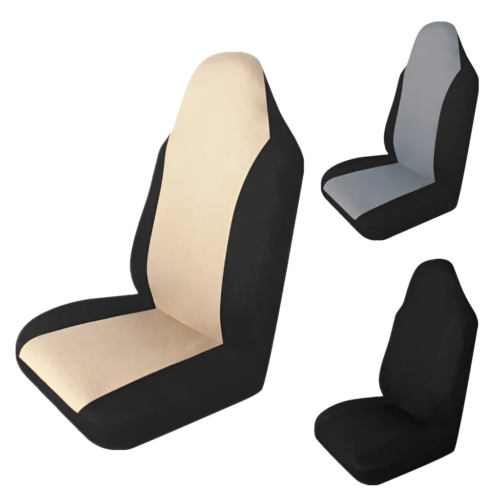 Universal front row car seat cushion cover in black knitted fabric with sponge padding, measuring 15.2 x 15.2 x 11.4 cm