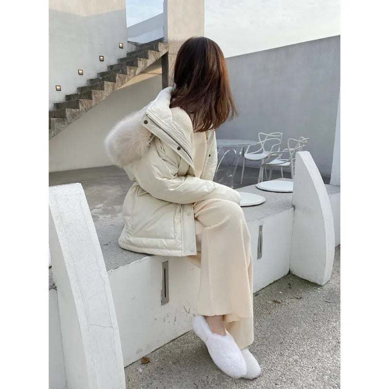 Women's high-waisted knitted wide-leg trousers in straight-leg design for winter wear