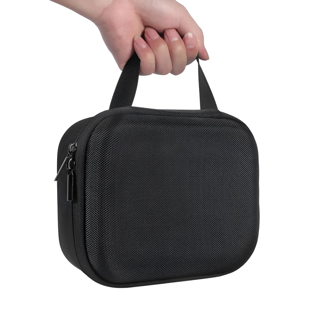 Black hard EVA storage bag for Cricut Easy Press Mini heat press machine and charging base with carrying handle