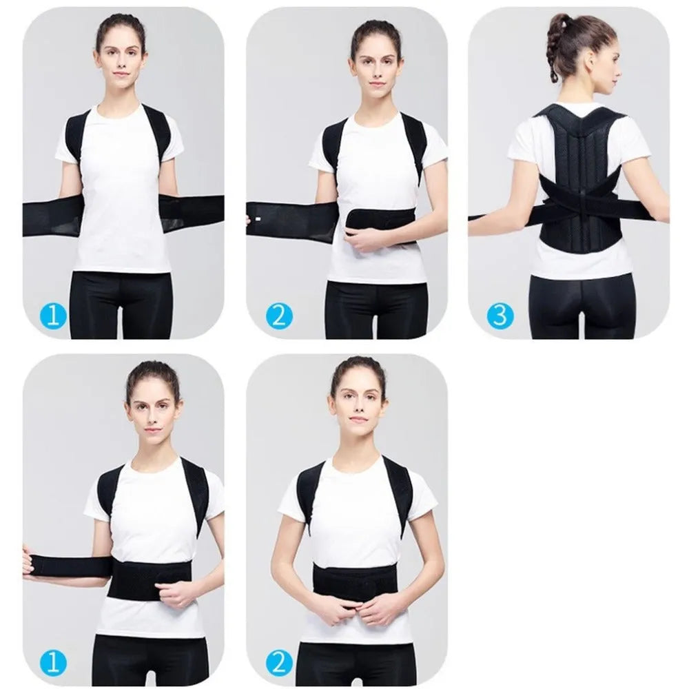 Black spine bending posture corrector with nano-carbon titanium keel and breathable mesh, sizes S to 4XL