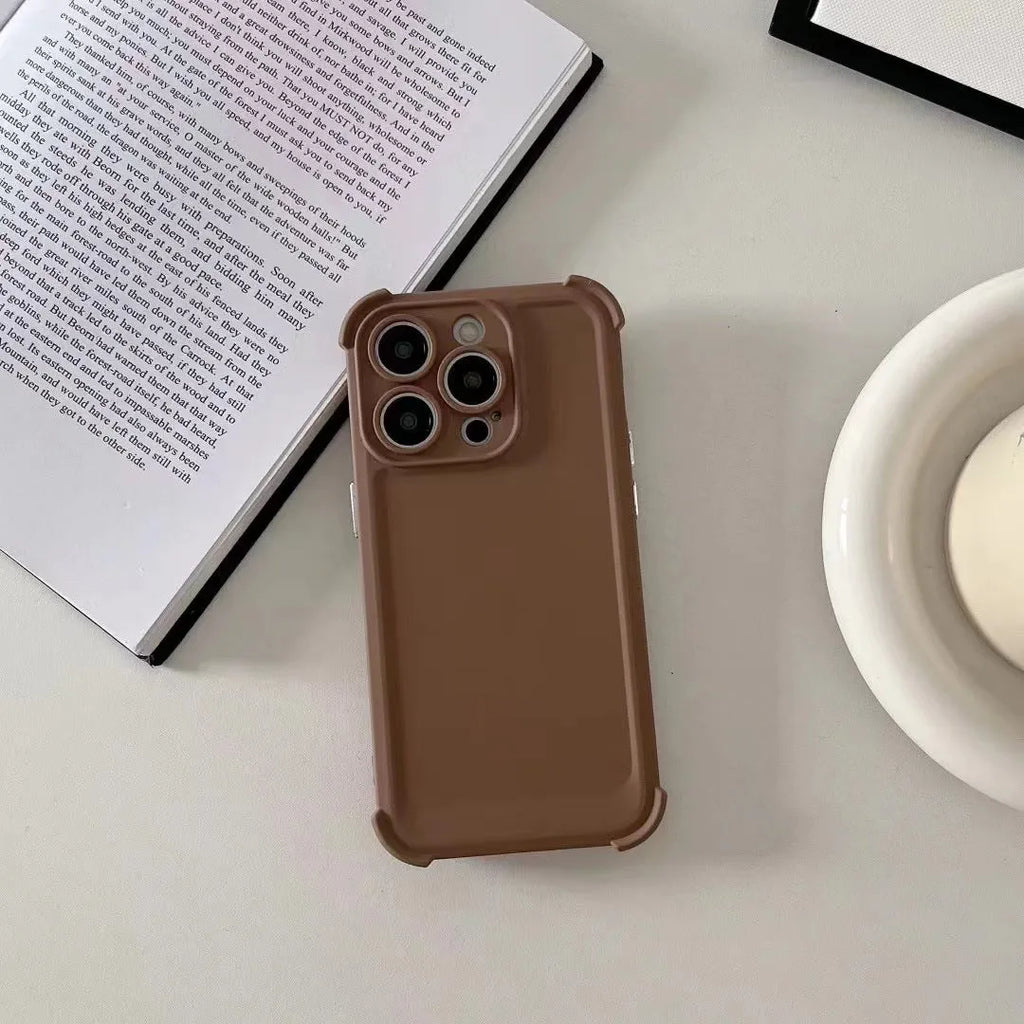 Fashion simple drop-resistant soft rubber phone case for iPhone in black colour