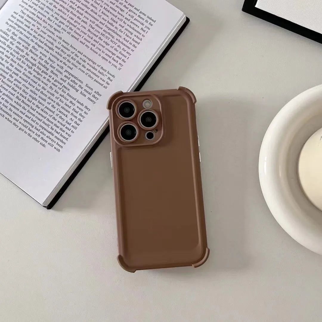 Fashion simple drop-resistant soft rubber phone case for iPhone in black colour