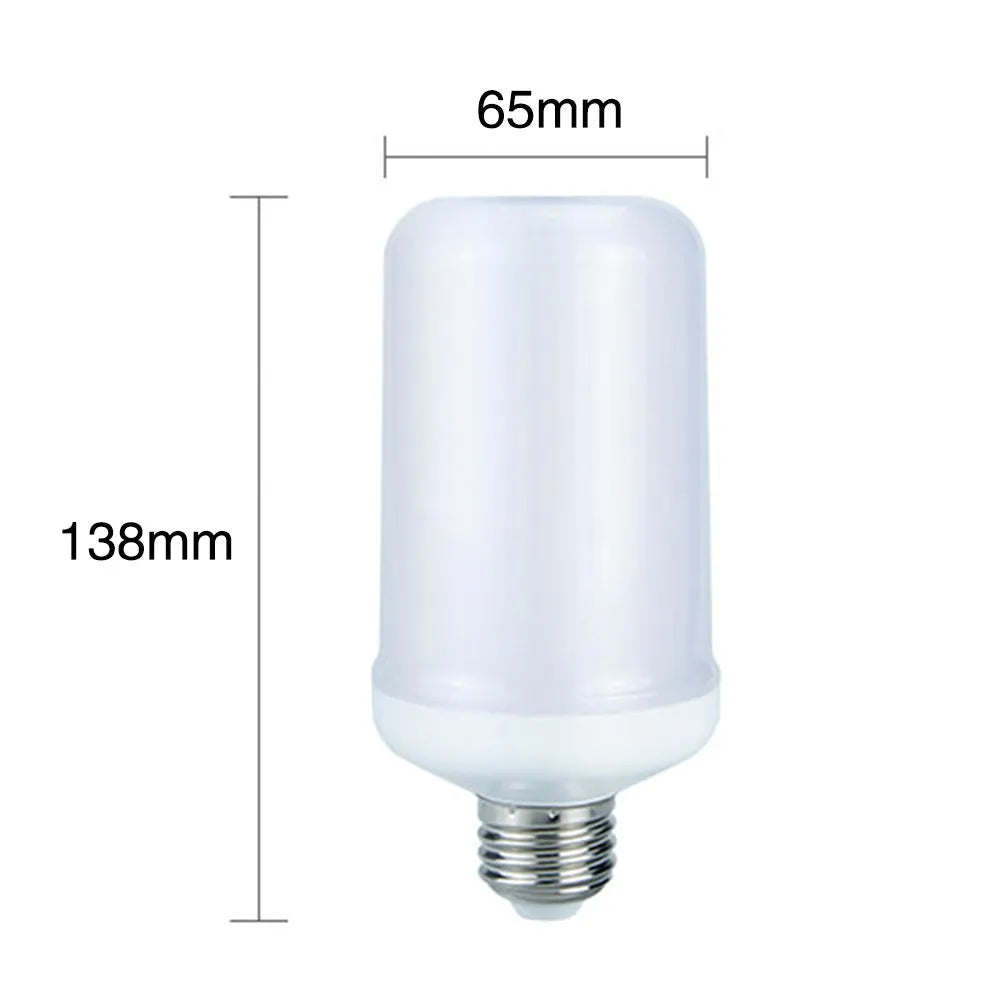 Decorative LED flame effect bulb with flickering light on an E27 fitting